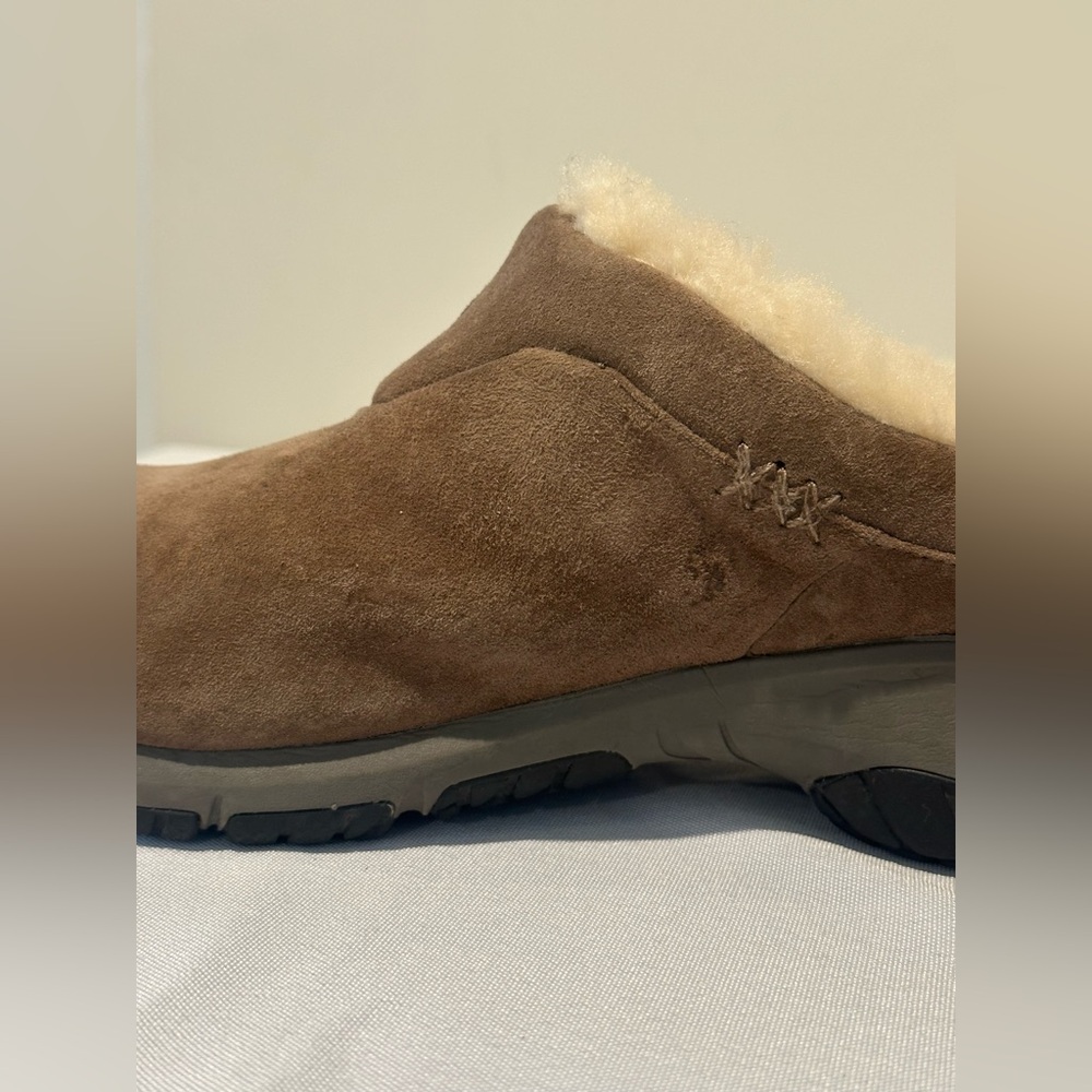 Merrell Encore Clog Mules Womens Size 8.5 Brown Suede Fur Lined Slip On Shoes - Picture 7 of 8